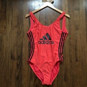 Adidas Red One Piece Swim Suit Low Back Size Large